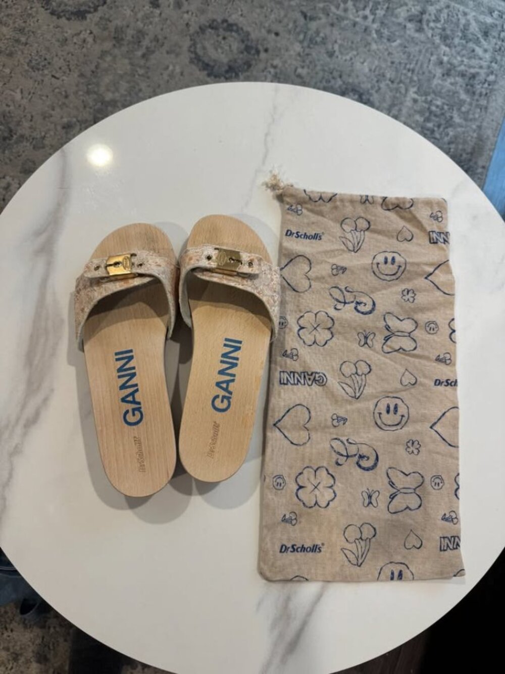GANNI Canvas & Wood Clogs - sz 8 with dustbag